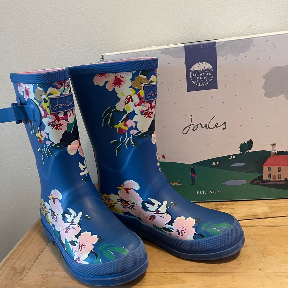 Joules Navy Floral Women's Rain Boots